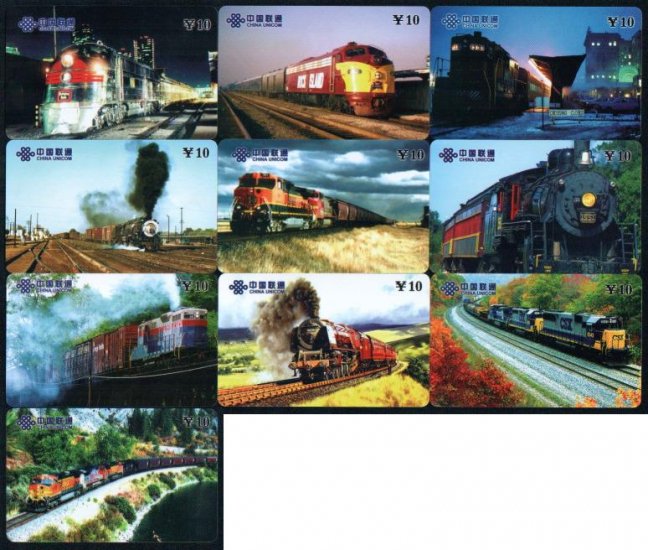 China / Chinese Phonecard : Vintage Train 10 Pieces