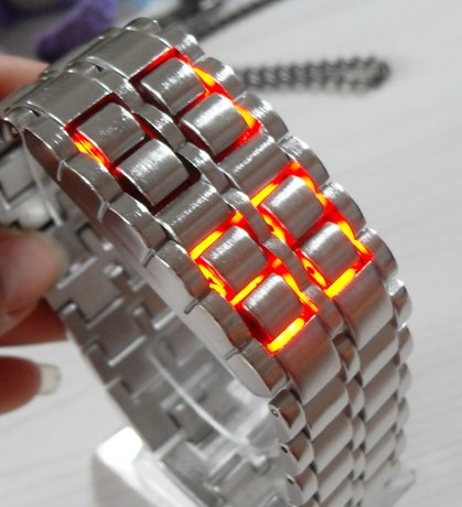 tokyo Japanese LED WATCH SILVE CASE & red LED