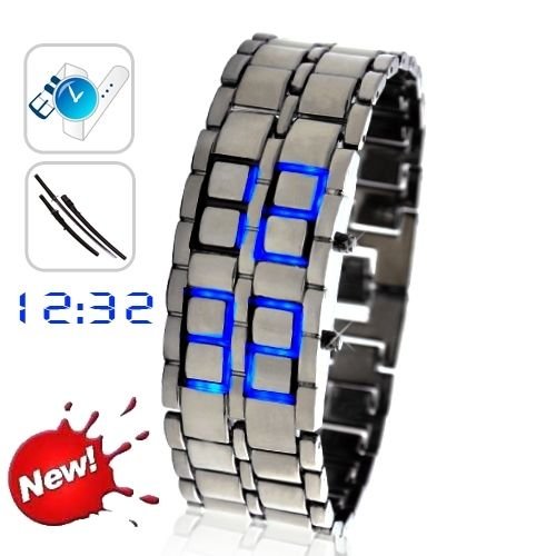 tokyo Japanese LED WATCH silver CASE & blue LED