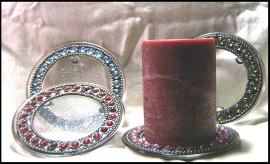 Glass Jeweled Candle Holders