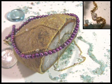 Purple Freshwater pearl and Swarovskis