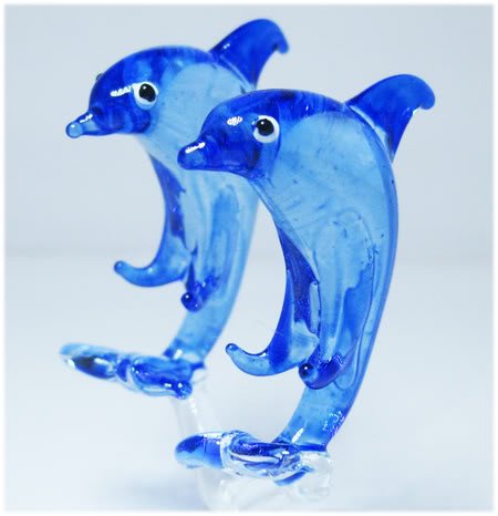 HAND BLOWN GLASS DOLPHIN fish CRYSTAL FIGURINE MODEL 492