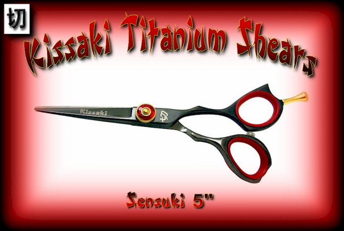 Kissaki Pro Hair 5 inch Sensuki Designer Series Black Titanium Shears / Scissors / Salon / Barber