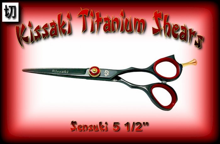 Kissaki Pro Hair 5.5 inch Sensuki Designer Series Black Titanium Shears / Scissors / Salon / Barber