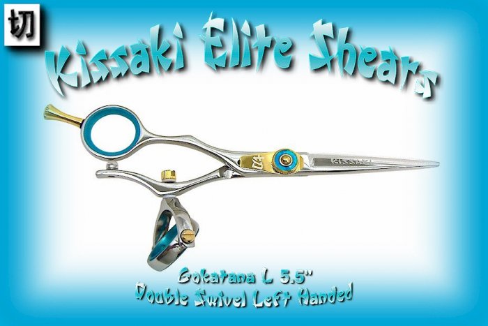 Kissaki Pro Hair Stylist 5.5 inch Gokatana L. Left Handed Double Swivel Shears / Scissors / Salon