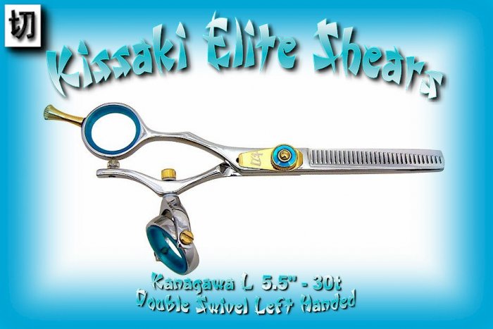 Kissaki Pro Hair 5.5 inch 30 tooth Kanagawa L. Left Handed Double Swivel Thinning Shears Scissors