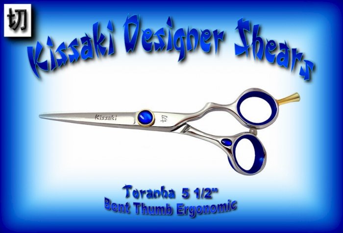 Kissaki Designer 5.5 inch Toranha Bent Thumb Ergonomic Professional Hair Shears / Scissors / Salon
