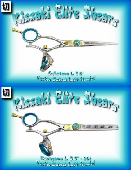Kissaki Pro Hair Left Handed 5.5 in. Gokatana L & 5.5 in. Kanagawa L 30t Double Swivel Shears Combo