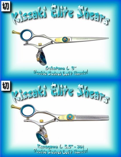 Kissaki Pro Hair Left Handed 6 in. Gokatana L & 5.5 in. Kanagawa L 30t Double Swivel Shears Combo