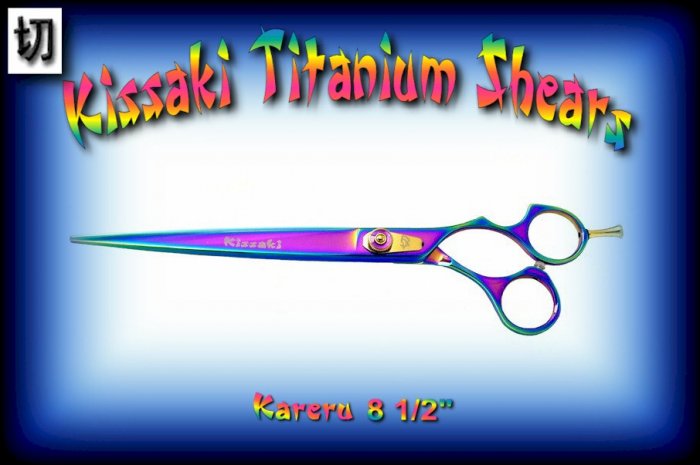Kissaki Pro Hair 8.5 inch Kareru Rainbow Titanium Straight Dog Grooming Shears Scissors