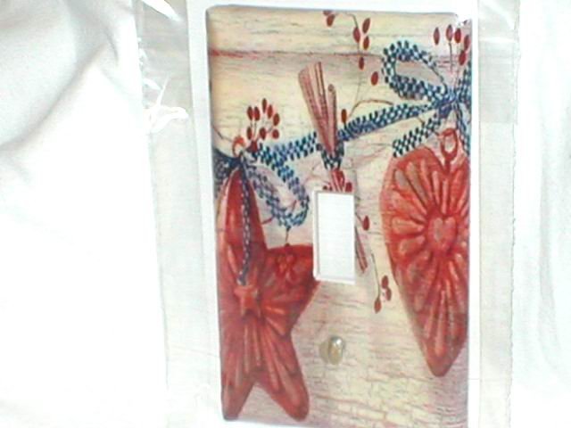 FOLK ART~RUSTIC DESIGN~STAR AND HEART LIGHT SWITCHPLATE COVER