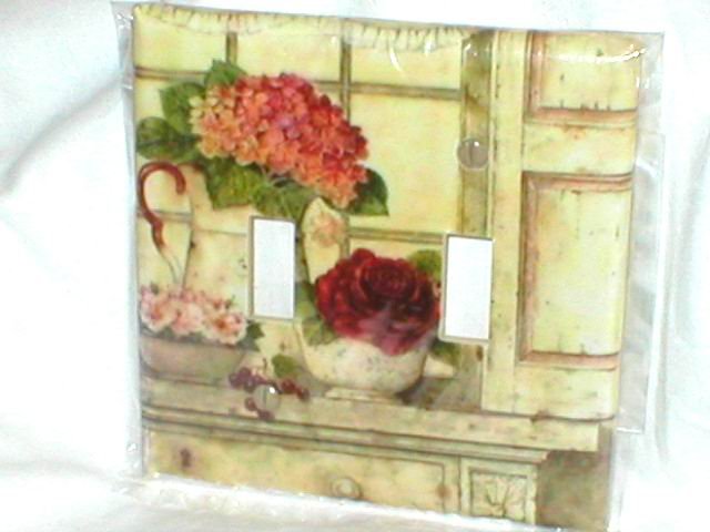 SHABBY ROSES&HYDRANGEA DESIGN LIGHT SWITCHPLATE