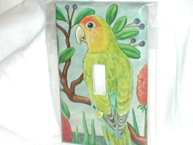 GREEN PARROT~TROPICAL DESIGN~LIGHT SWITCHPLATE