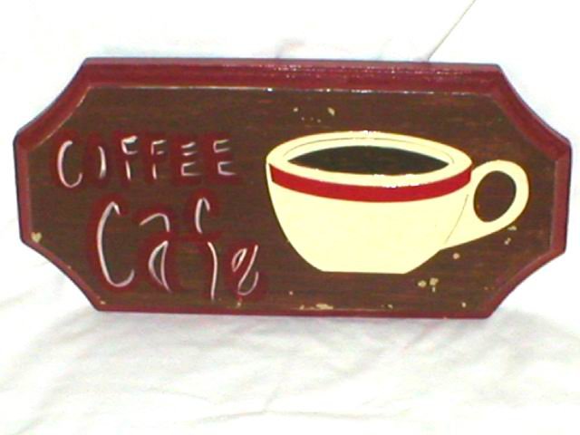 COFFEE CAFE~SHABBY COFFEE SHOP STYLE WOODEN SIGN