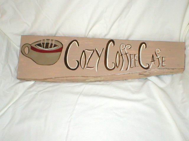 PRIMITIVE DESIGN COZY COFFEE CAFE~RUSTIC WOOD SIGN