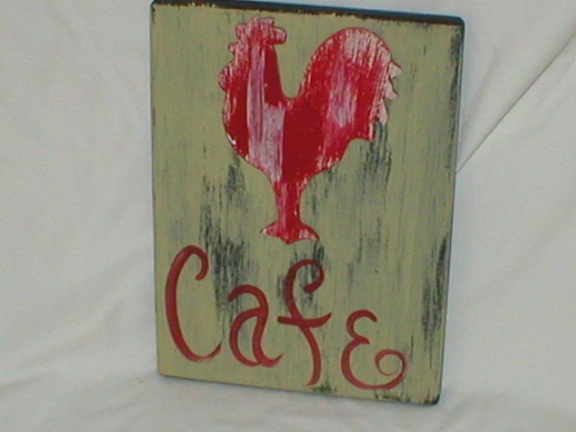RED ROOSTER CAFE~CUSTOM PAINTED SHABBY/RUSTIC SIGN