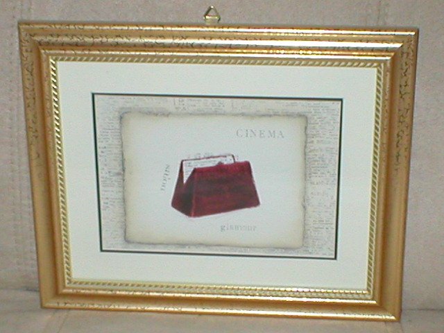 EMILY ADAMS~RED CINEMA PURSE~GOLD FRAMED PRINT(b)