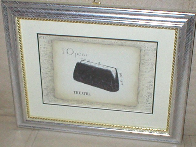 EMILY ADAMS~BLACK OPERA CLUTCH PURSE~SILVER FRAMED PRINT(a)