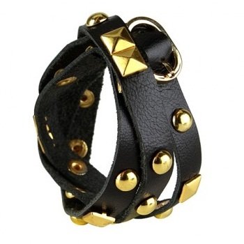 Nakamol Rocker Stud Leather Wrap Bracelet - Black
