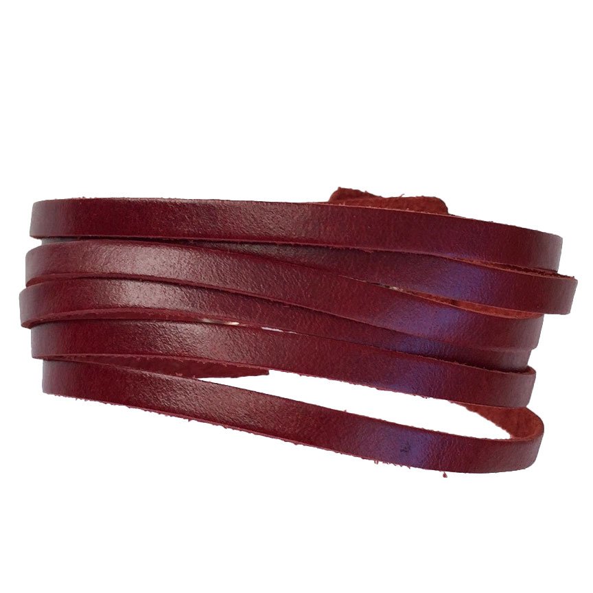 Slim Leather Strips Cuff - Brick