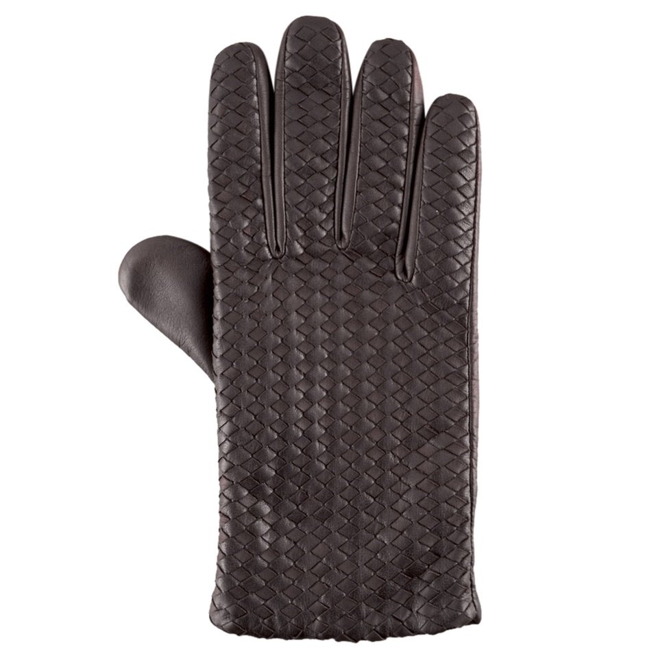 Hilts-Willard Men's Woven Lambskin Gloves - M - Dark Brown