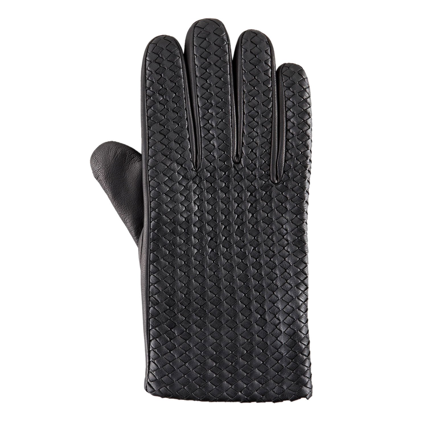 Hilts-Willard Men's Woven Lambskin Gloves - M - Black