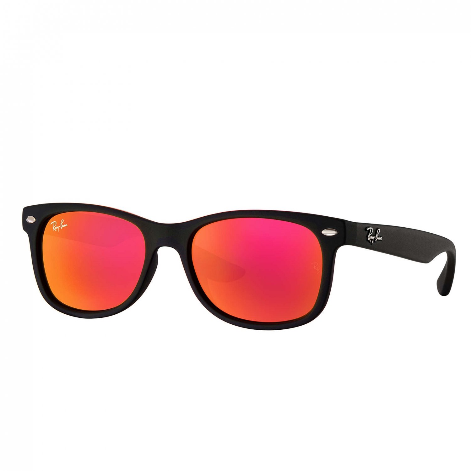 Ray-Ban Jr New Wayfarer Sunglasses - Matte Black/Red Flash - 47mm