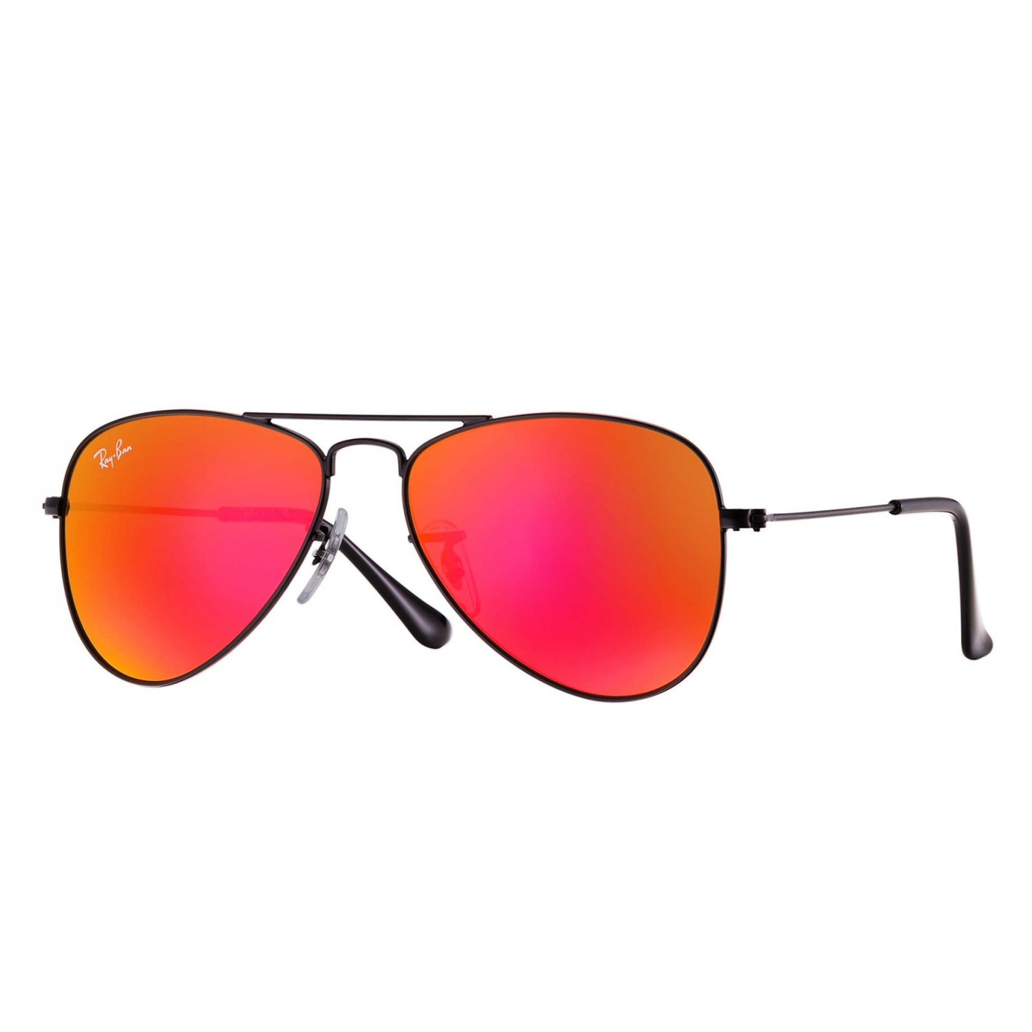 Ray-Ban Jr Aviator Sunglasses - Matte Black/Mirror Red