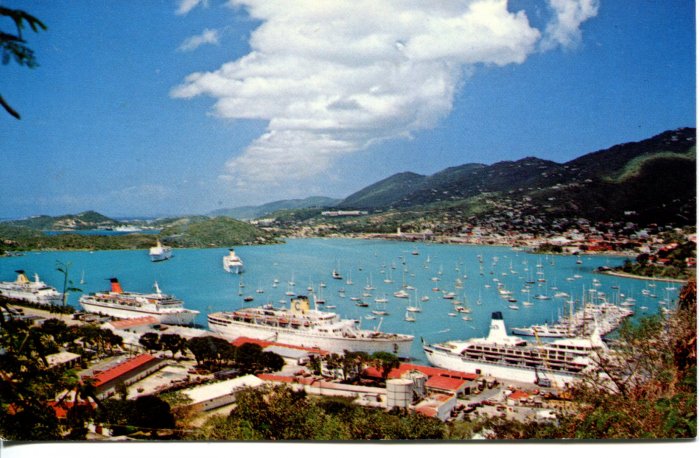 St. Thomas Cruise Ships in Charlotte Amalie Harbor Post Card