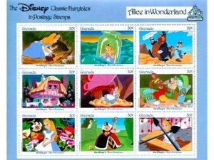 DISNEY'S ALICE IN WONDERLAND 30 CENT STAMP SET