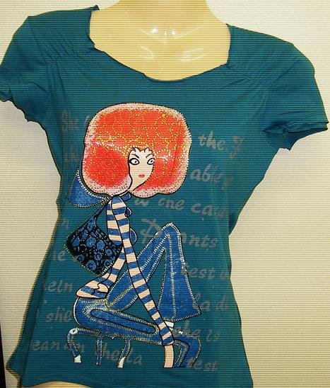 Trendy Fashion Designer T-Shirt Turquoise/Green