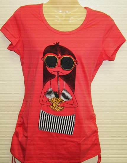 Women Trendy Fashion Designer T-Shirt Dress Peach/Pink