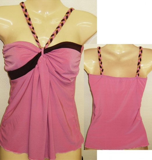 Women Sexy Trendy Fashion Designer T-Shirt Tank Top Pink/Brown