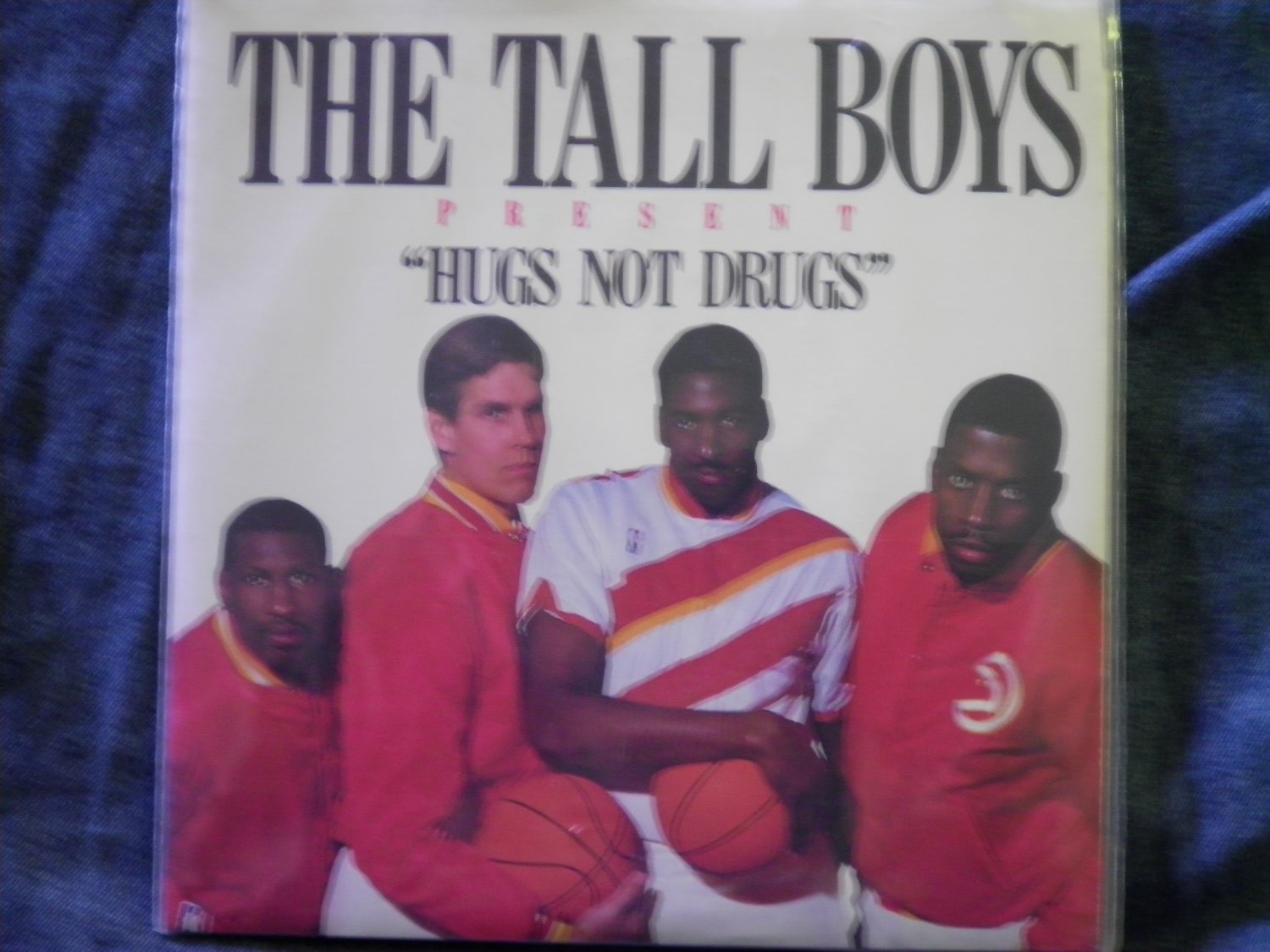45 THE TALL BOYS Hugs Not Drugs atlanta hawks basketball promo 1988 vinyl record W/PICTURE SLEEVE