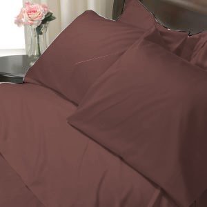 SHEET SET KING SOLID 100%Egyptian Cotton Color Deep Red Wood 800TC.