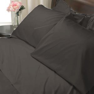 100%Egyptian Cotton Color Black 1200TC Queen Solid Sheet Set