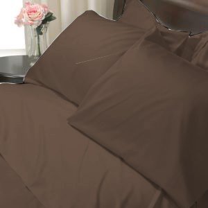 100%Egyptian Cotton Color Chocolate 1200TC Queen Solid Sheet Set