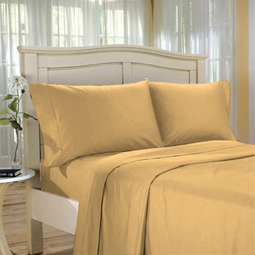100 % Egyptian Cotton Color Gold 600 TC King Size Solid Sheet Set.