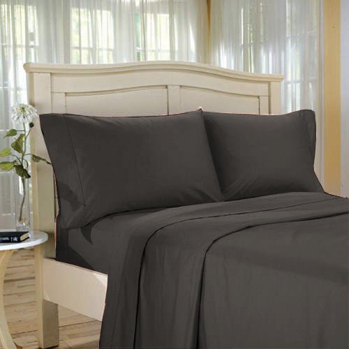 100%Egyptian Cotton Color Black 1000 TC Twin Size Solid Sheet Set.