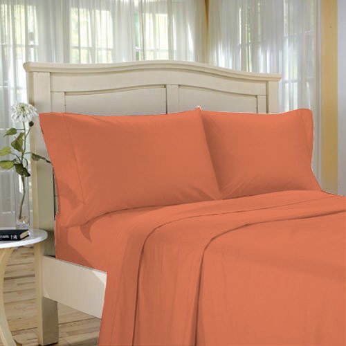 100%Egyptian Cotton Color Clay 1200 TC Twin Size Solid Sheet Set.