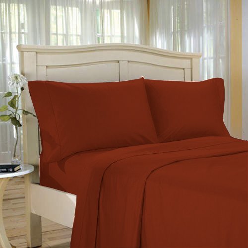 100%Egyptian Cotton Color Cardinal 1200 TC Twin Size Solid Sheet Set.