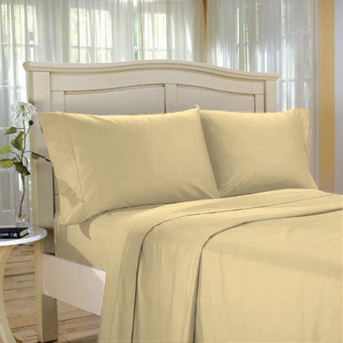 100%Egyptian Cotton Color Beige 1500 TC Twin Size Solid Sheet Set.