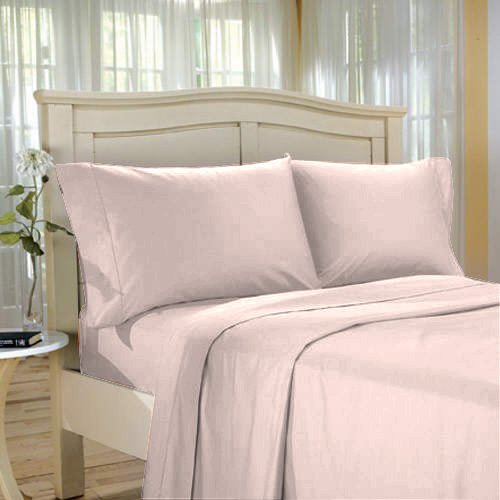 100%Egyptian Cotton Color Rose 1500 TC Twin Size Solid Sheet Set.