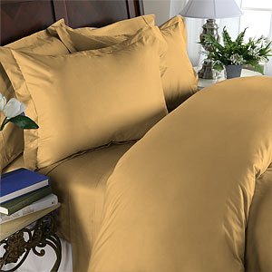 Duvet Cover With Pillow Sham Queen Solid 100% Egyptian Cotton, Color Gold, TC 1000.