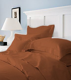 Duvet Cover With PILLOW Sham Queen Solid 100% Egyptian Cotton, Color Brick, TC 1000.