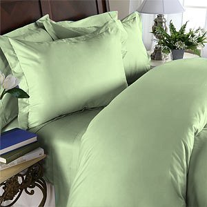 Duvet Cover With Pillow Sham Queen Solid 100% Egyptian Cotton, Color Leaf, TC 1000.