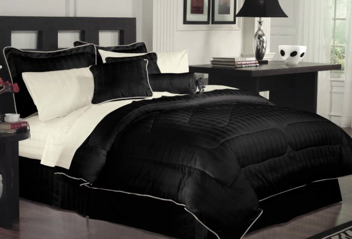 11 PCa BED IN BAG SIZE KING COLOR BLACK 100% EGYPTIAN COTTON