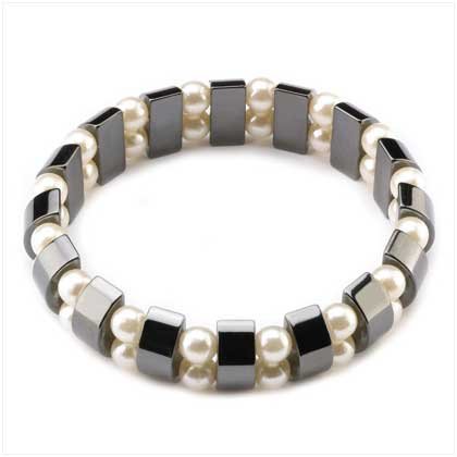 Hemetite White Pearl Bracelet