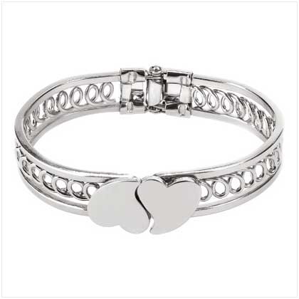 Double Heart Bangle Bracelet