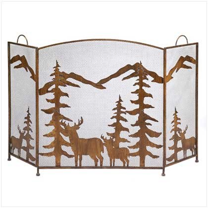 Rustic Forrest Fireplace Screen